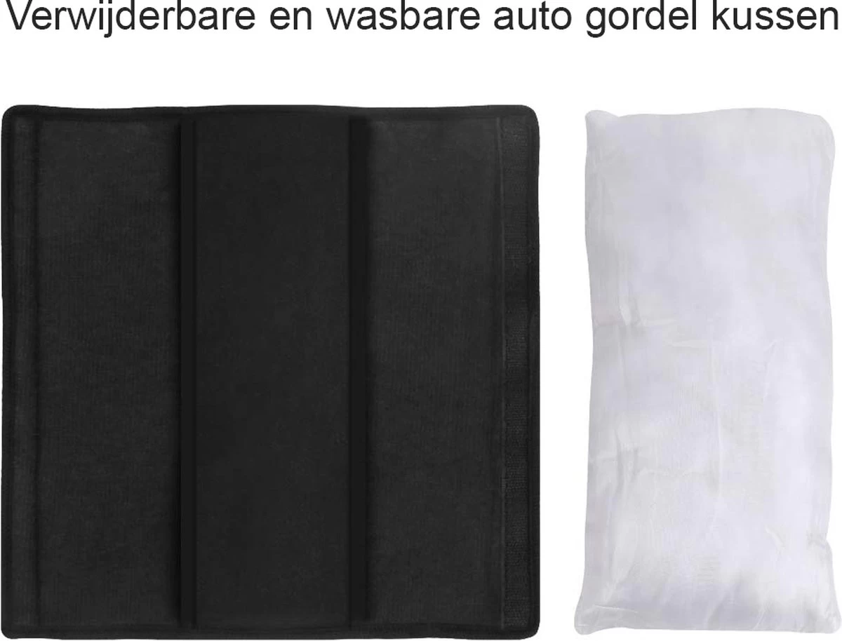 Gordelbeschermer Zwart Auto - Gordelkussen Kind - Slaapkussen - Nekkussen Kind Auto - Autogordel Kussen - Autogordel Beschermer - Auto Accessoires - Auto Accessories Interieur - 2 Stuks - Afbeelding 7