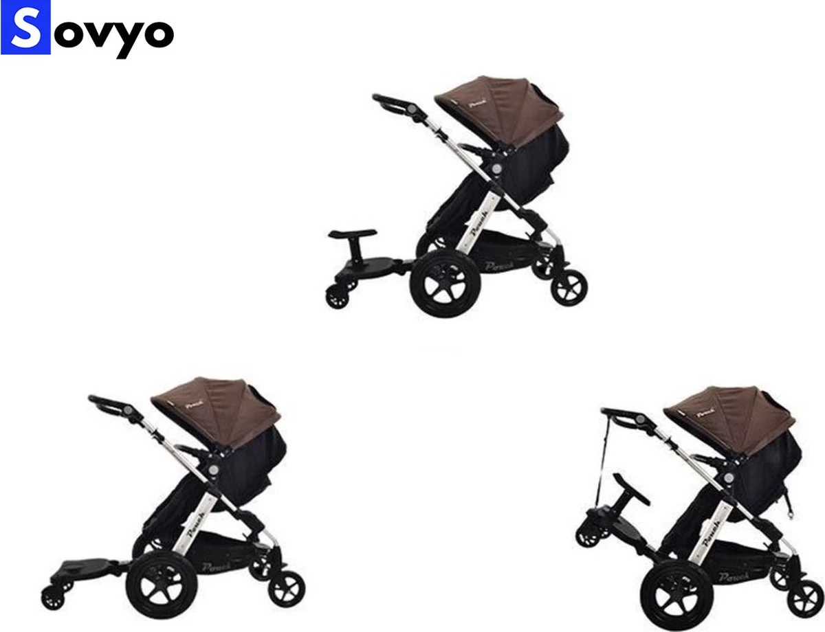 Merkloos Meerijdplankje Universeel Buggy/Kinderwagen - Kinderwagen Accessoire Met Afneembaar Zitje Van Hoogwaardige Kwaliteit - Verstelbaar Meerijdplankje - Afbeelding 2