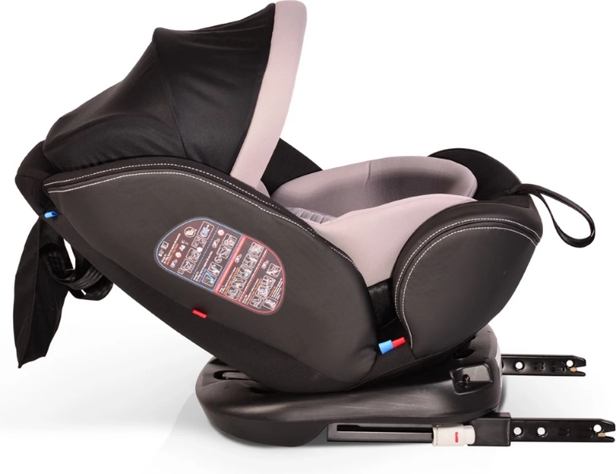 Cangaroo Pilot Black Leather SPS Isofix 360° 0-36 Kg Autostoel Met Zonnekap - Afbeelding 8