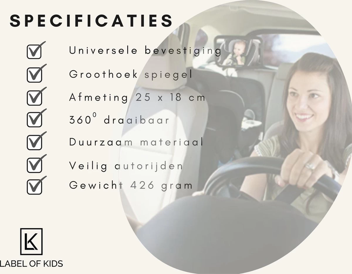 Autospiegel Baby Achterbank - Universele Baby Auto Spiegel - Afbeelding 7