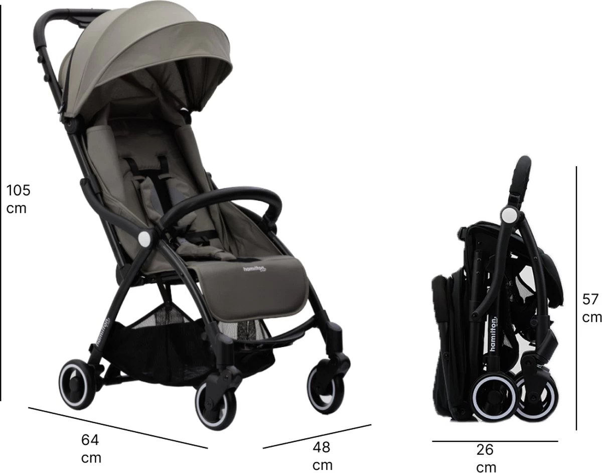 Hamilton By Yoop X1 Plus Buggy – Nieuw, Hoger, Uitgebreider 2023 Model – Premium Stroller Met One Hand Folding Technologie – Grijs – Lichte, Verstelbare En Wendbare Kinderwagen Met Vele Gemakken - Afbeelding 15