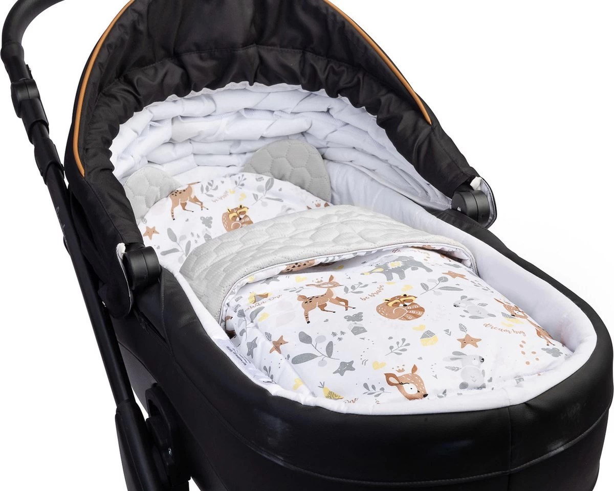 Kinderwagen Bekledingset Kussen + Deken BOS Beige Gray