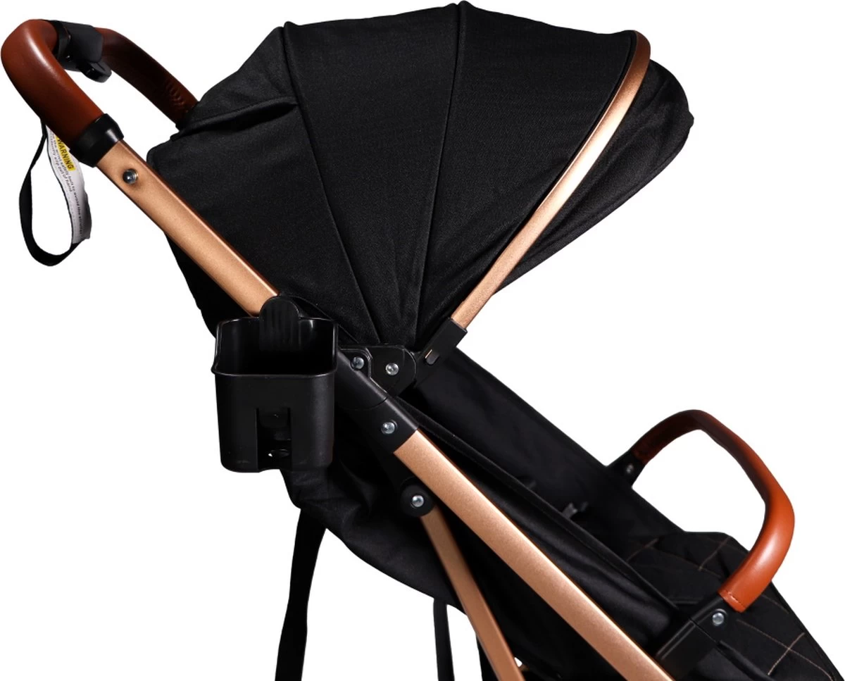 Ding Vivo Wandelwagen - Zwart/Rose - Inklapbare Buggy - Inclusief Boodschappenmandje En Zonnekap - Afbeelding 6