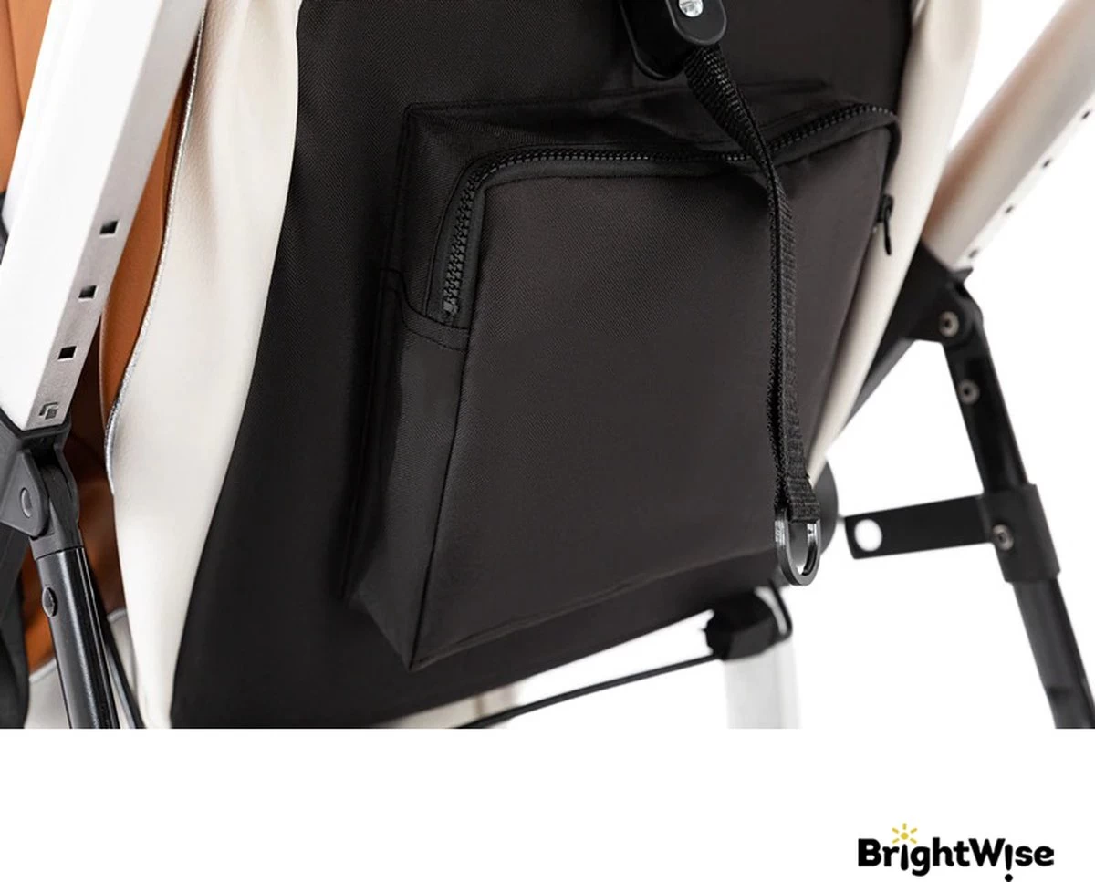 Merkloos BrightWise® Luxe Kinderwagen 3 In 1 Voldoet Aan Alle Europese Veiligheidscertificaten - Wandelwagen - Kinderwagen 3-in-1 Incl Autostoel - Kinderwagen Maxi Cosi – Buggy 3 In 1 - Newborn - Leer - Bruin - Afbeelding 6