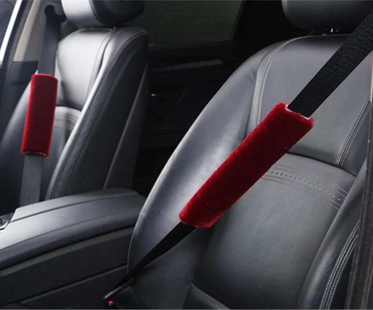 Hazlö Luxe Gordelhoezen - Extra Zacht - Schouderhoezen - Gordelkussen - Auto Gordel Beschermer - Gordel Beschermer - Gordelhoes - 2 Stuks - Rood - Afbeelding 4