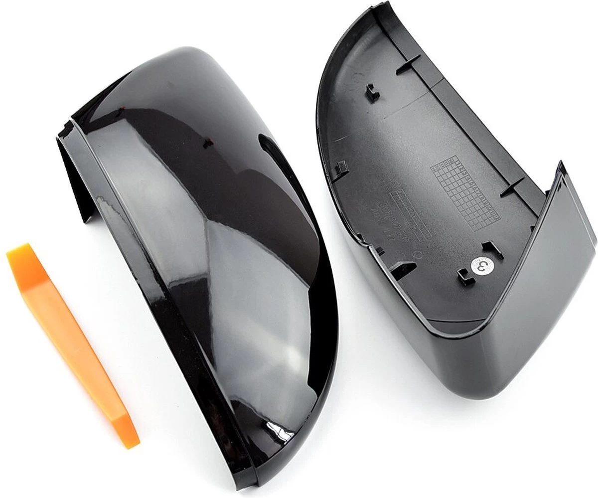 Zwarte Spiegelkappen - VW Golf 7 & 7,5 (GTI/R) - VW Touran - Met Gratis Gereedschap Tool - Auto Spiegels - Accesoires - Auto Accessoires - Ook Voor GTE/GTD - Afbeelding 2