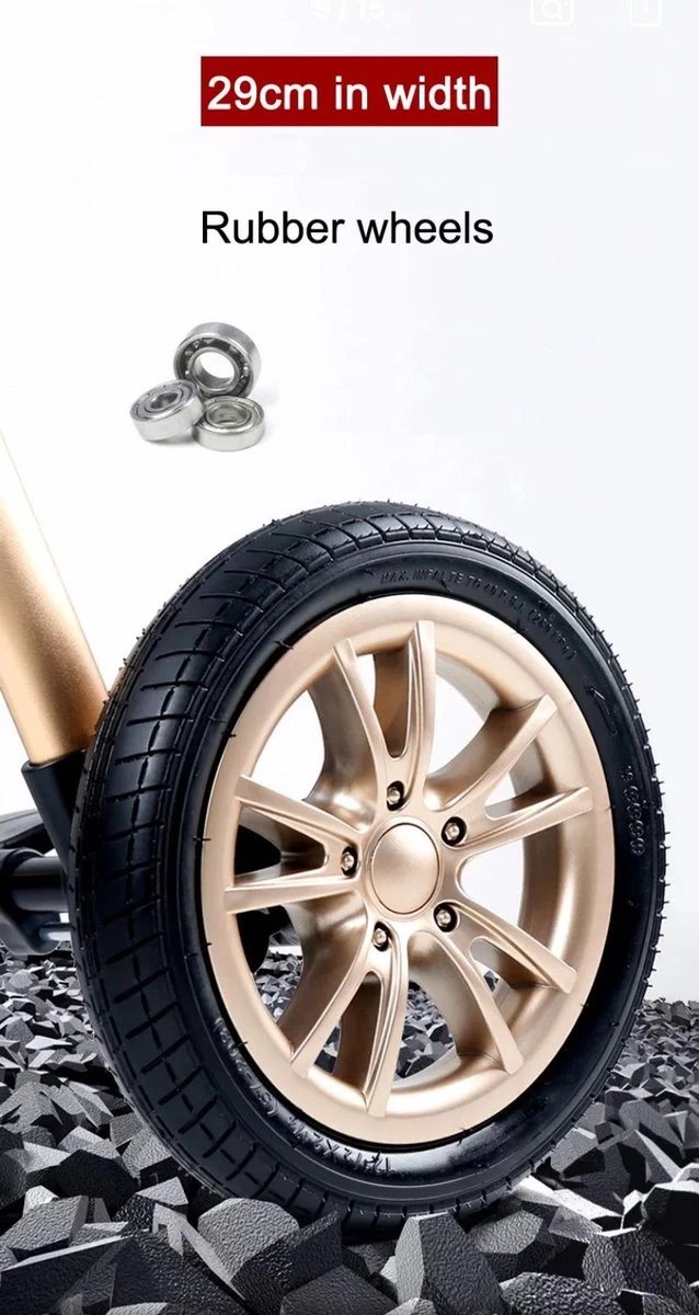 Merkloos Luxe Multi-functionele 3 In 1 Kinderwagen - Kwalitatieve Buggy - Opklapbare Wandelwagen - Khaki - Afbeelding 2