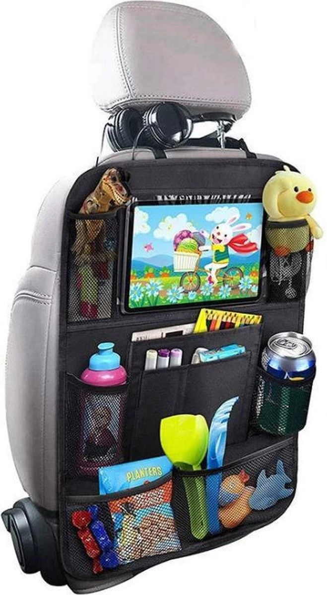 Merkloos Autostoel Organizer + Opvouwbare Mini Prullenbak Bundel - Musthave Voor Uw Autovakantie! - IPad/Tablet Houder - Opvouwbaar - Inklapbaar - Rugleuning - Auto Opbergsysteem - Kinderen - Waterafstotend - Prullenmand - Licht - Opberg - Universeel - Handig - Afbeelding 6