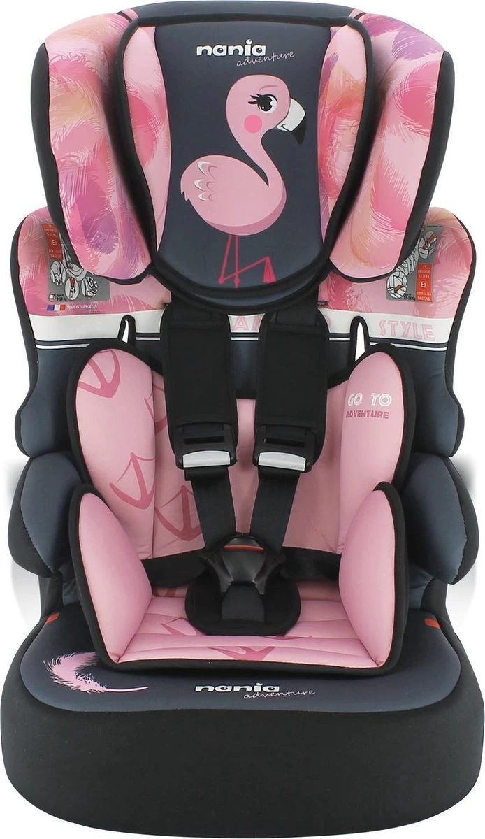 Nania - Autostoel BELINE Animals - Groep 1/2/3 - Meegroeistoel - Van 9 Tot 36 Kg - FLAMINGO - Afbeelding 2