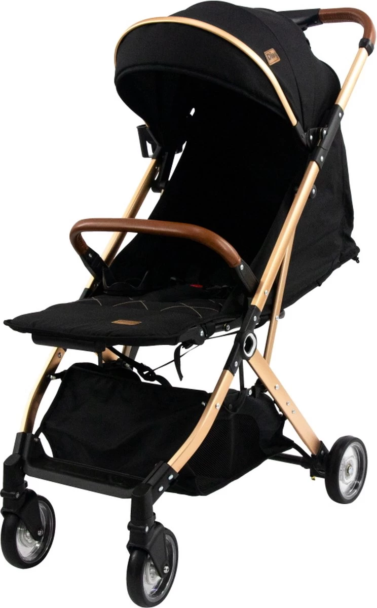 Ding Vivo Wandelwagen - Zwart/Rose - Inklapbare Buggy - Inclusief Boodschappenmandje En Zonnekap - Afbeelding 3