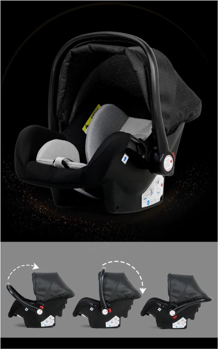 Merkloos 3 In 1 Kinderwagen - Buggy - Opklapbare Wandelwagen - Opvouwbaar - Kinderwagen 3 In 1 - Wandelwagen - Kinderwagens - Kinderwagen 3 In 1 Incl Autostoel - Wandelwagen Baby - Maxi-Cosi - Afbeelding 14