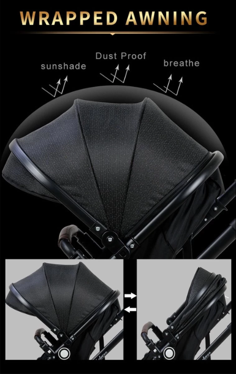 Merkloos 3 In 1 Kinderwagen - Buggy - Opklapbare Wandelwagen - Opvouwbaar - Kinderwagen 3 In 1 - Wandelwagen - Kinderwagens - Kinderwagen 3 In 1 Incl Autostoel - Wandelwagen Baby - Maxi-Cosi - Afbeelding 5