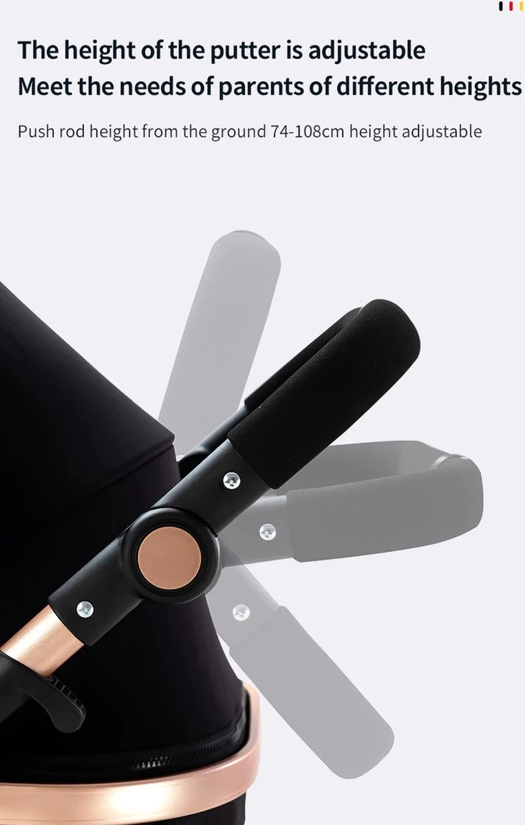 Luxe Kinderwagen 3 In 1 - Wandelwagen - Kinderwagen 3-in-1 Incl Autostoel - Kinderwagen Maxi Cosi – Buggy 3 In 1 - Newborn - Grijs - Afbeelding 6