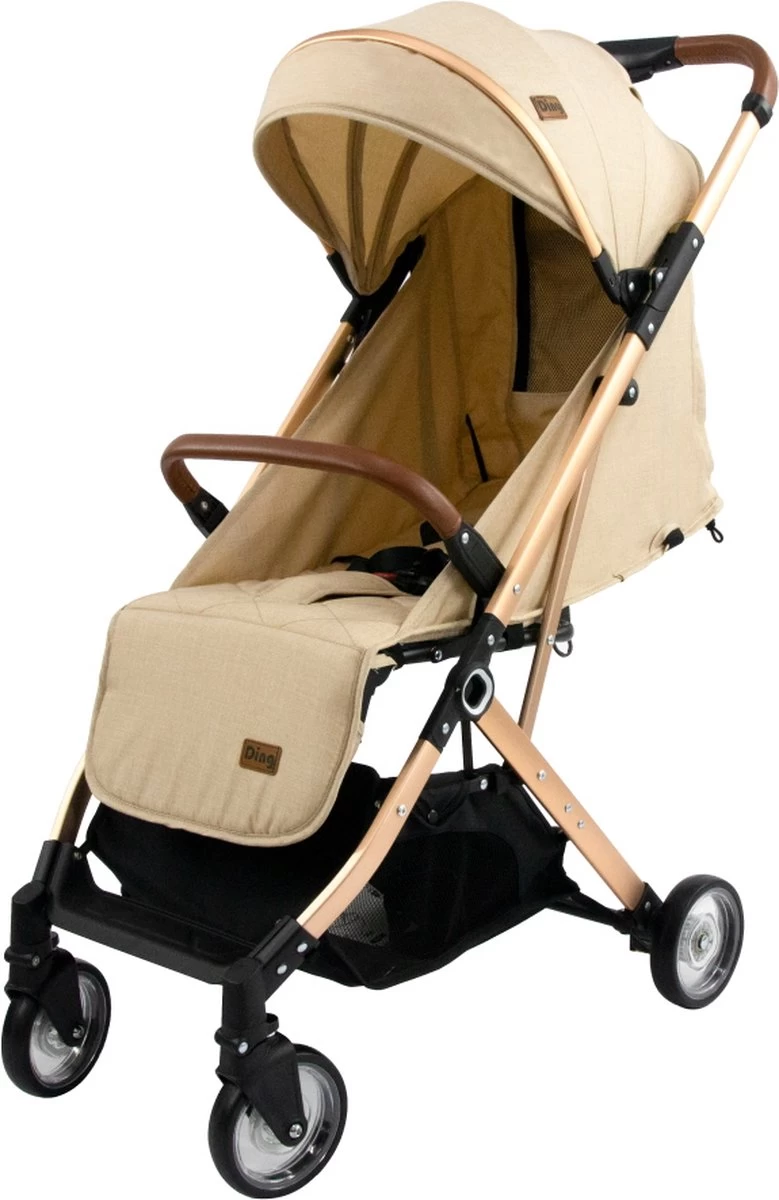 Ding Vivo Wandelwagen - Beige/Rose - Inklapbare Buggy - Inclusief Boodschappenmandje En Zonnekap - Afbeelding 10