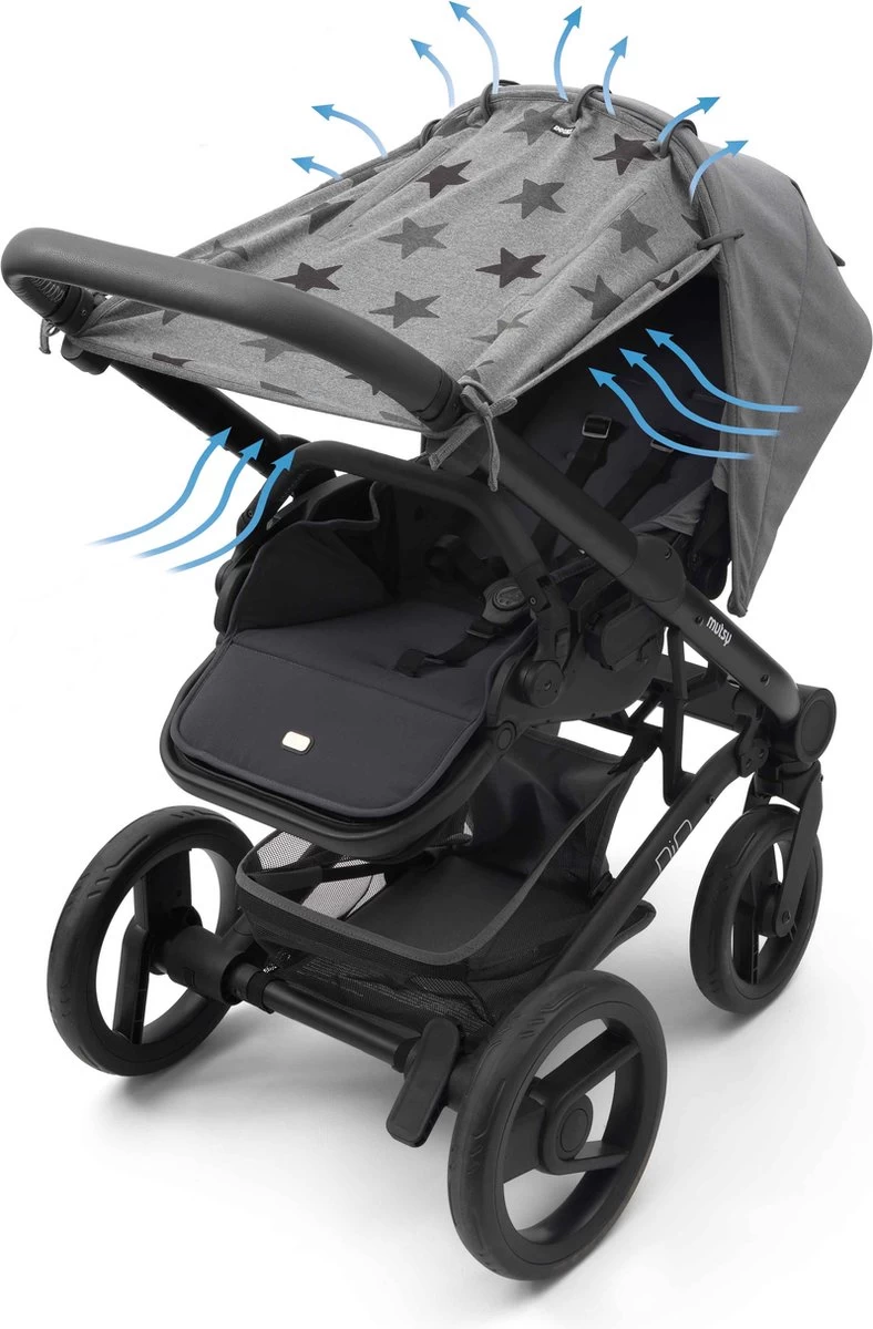 Dooky Universal Cover Zonnescherm Kinderwagen - Grey Stars - Afbeelding 4