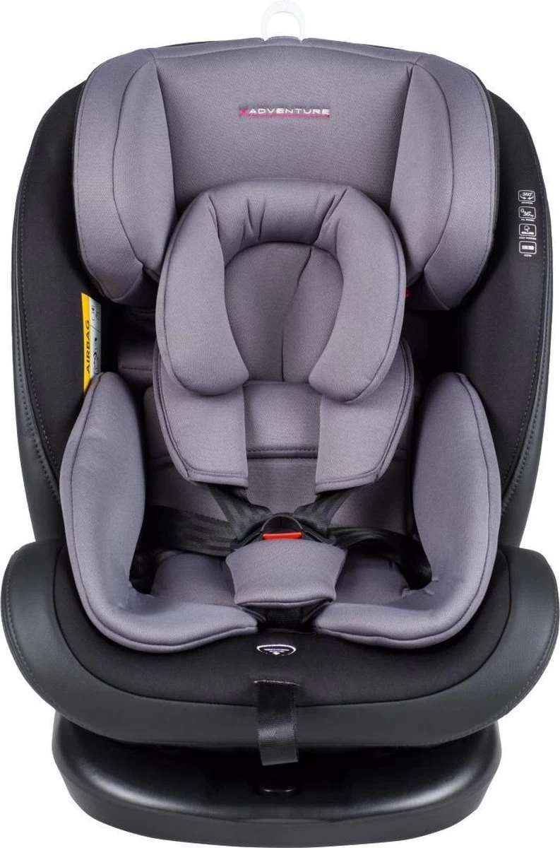 X Adventure Quickfix Meegroei Autostoel Groep 0/1/2/3 - 360 Graden Draaibaar - Grijs - Afbeelding 9