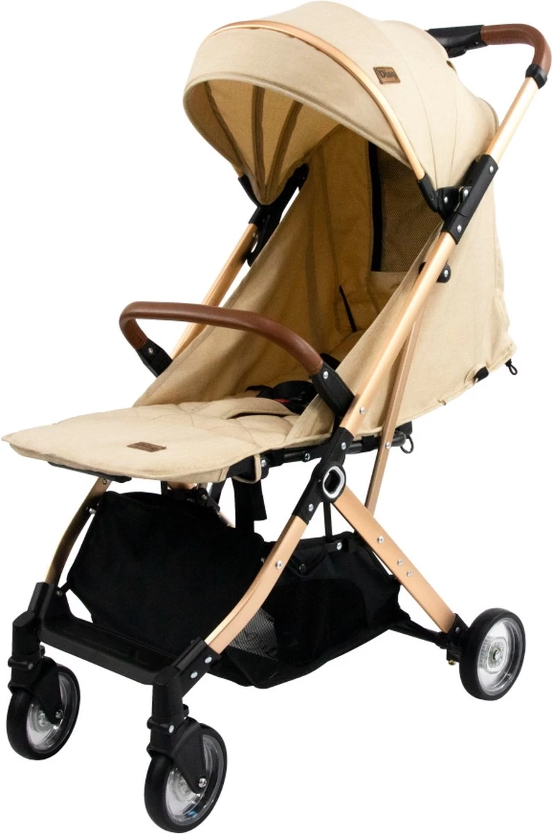 Ding Vivo Wandelwagen - Beige/Rose - Inklapbare Buggy - Inclusief Boodschappenmandje En Zonnekap - Afbeelding 3
