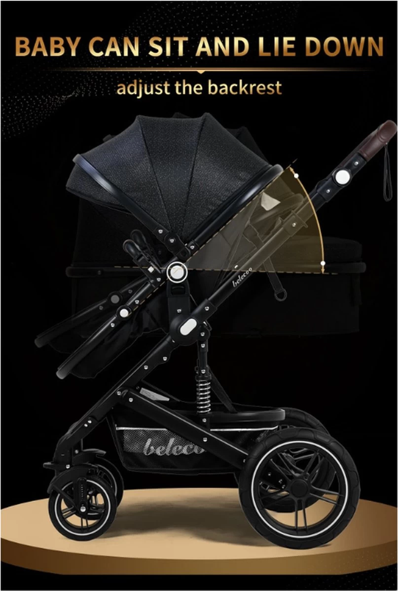Merkloos 3 In 1 Kinderwagen - Buggy - Opklapbare Wandelwagen - Opvouwbaar - Kinderwagen 3 In 1 - Wandelwagen - Kinderwagens - Kinderwagen 3 In 1 Incl Autostoel - Wandelwagen Baby - Maxi-Cosi - Afbeelding 2