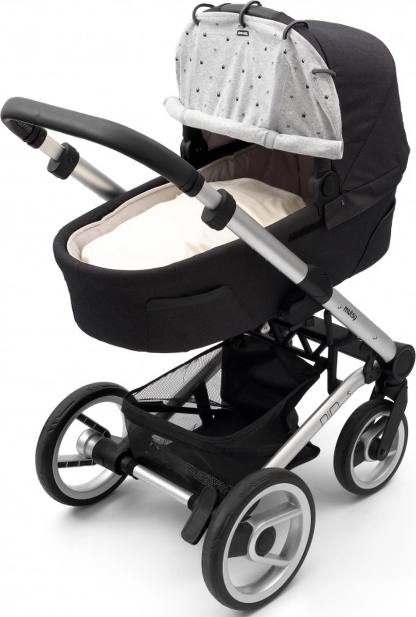 Dooky Universal Cover Zonnescherm Kinderwagen - Light Grey Crowns - Afbeelding 8
