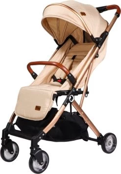 Ding Vivo Wandelwagen - Beige/Rose - Inklapbare Buggy - Inclusief Boodschappenmandje En Zonnekap