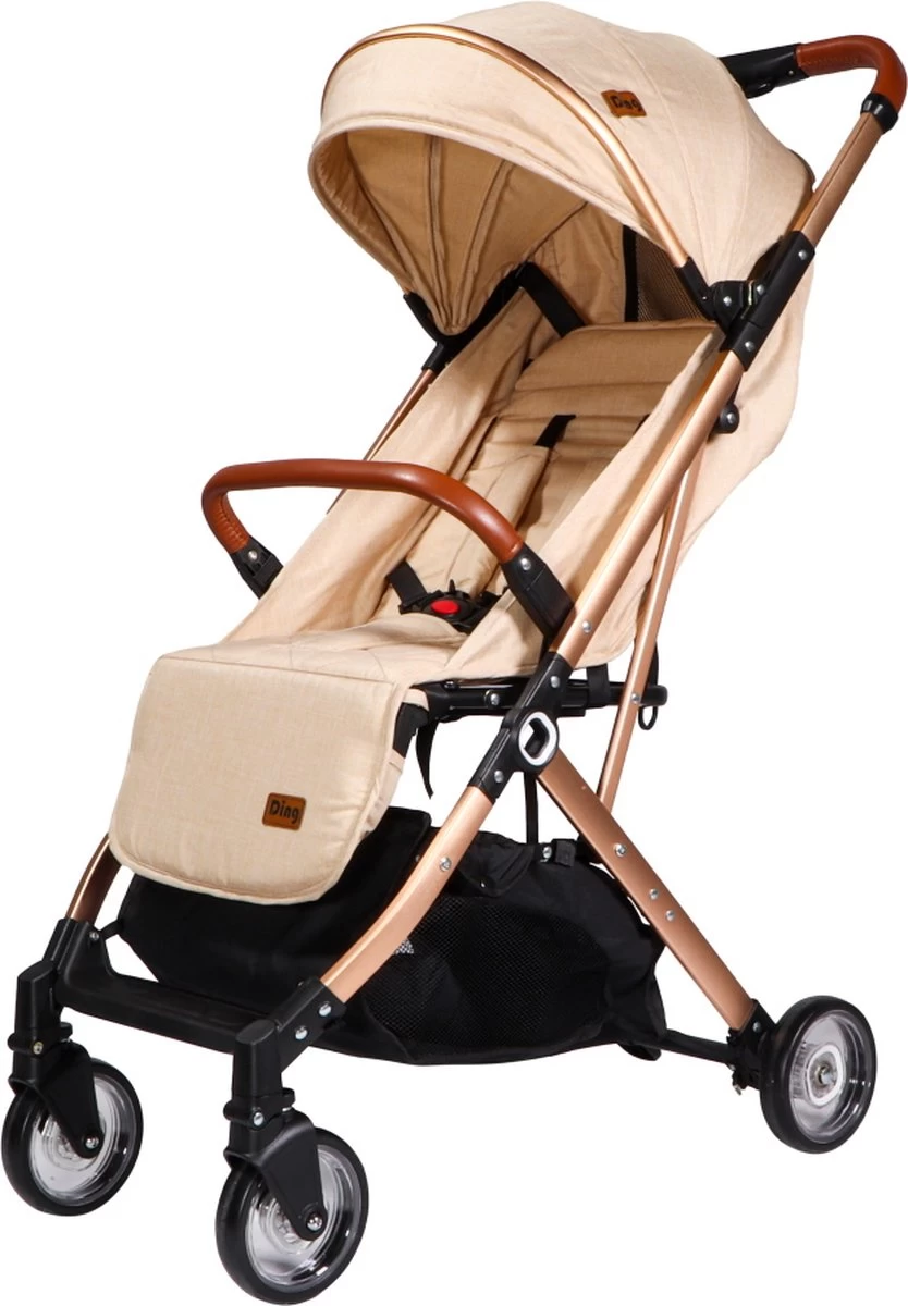 Ding Vivo Wandelwagen - Beige/Rose - Inklapbare Buggy - Inclusief Boodschappenmandje En Zonnekap