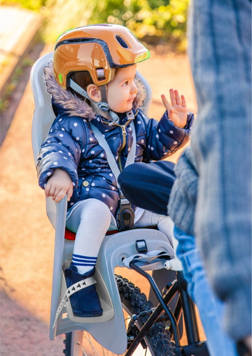 Brioso Fietsstoeltje Achter – Achterzitje Fiets – Kinderzitje Fiets - Zandgrijs/rood - Afbeelding 5