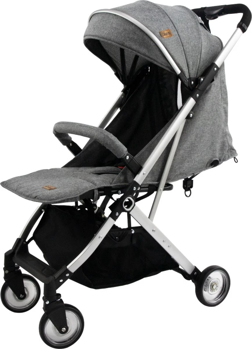 Ding Vivo Wandelwagen - Grijs/Zilver - Inklapbare Buggy - Inclusief Boodschappenmandje En Zonnekap - Afbeelding 9