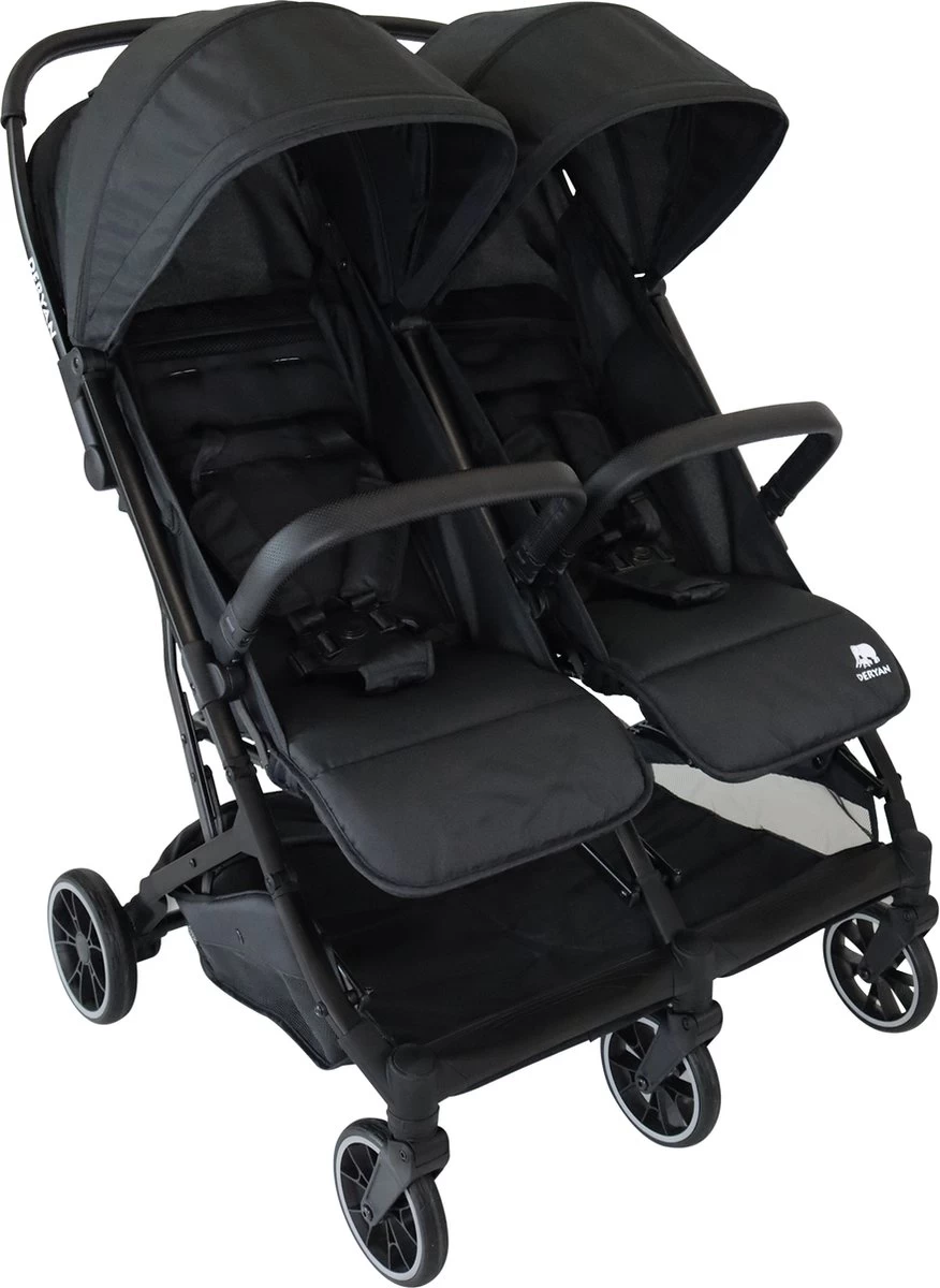 Deryan Luxe Rolo X2 Dubbele Buggy - Duo Buggy - Zwart