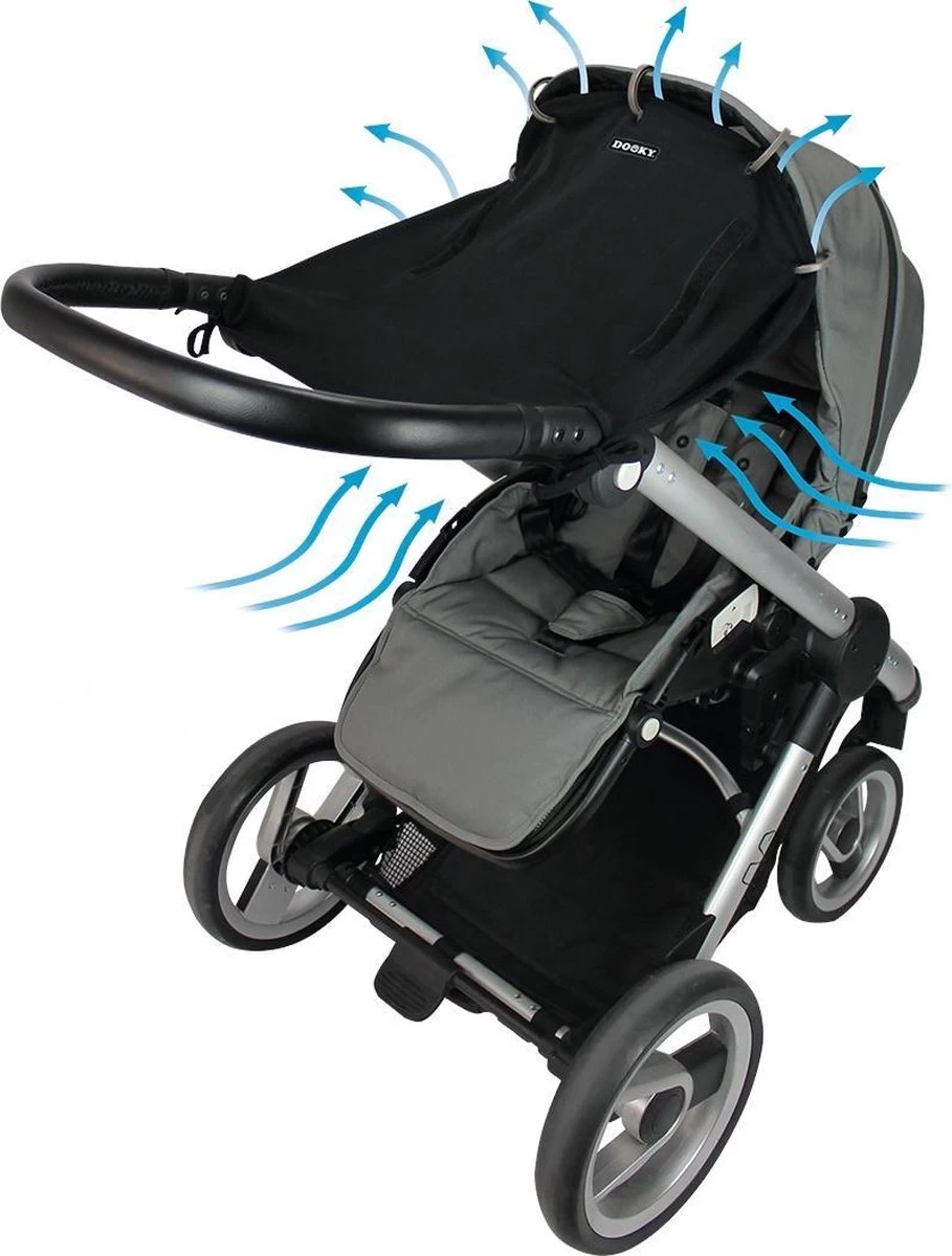 Dooky Universal Cover Zonnescherm Kinderwagen - Uni Zwart - Afbeelding 5
