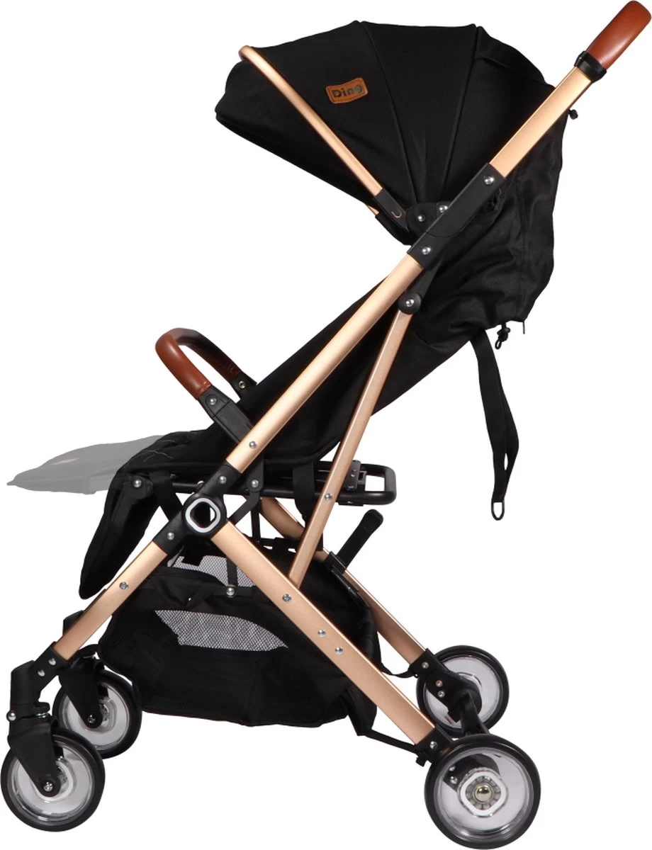 Ding Vivo Wandelwagen - Zwart/Rose - Inklapbare Buggy - Inclusief Boodschappenmandje En Zonnekap - Afbeelding 7