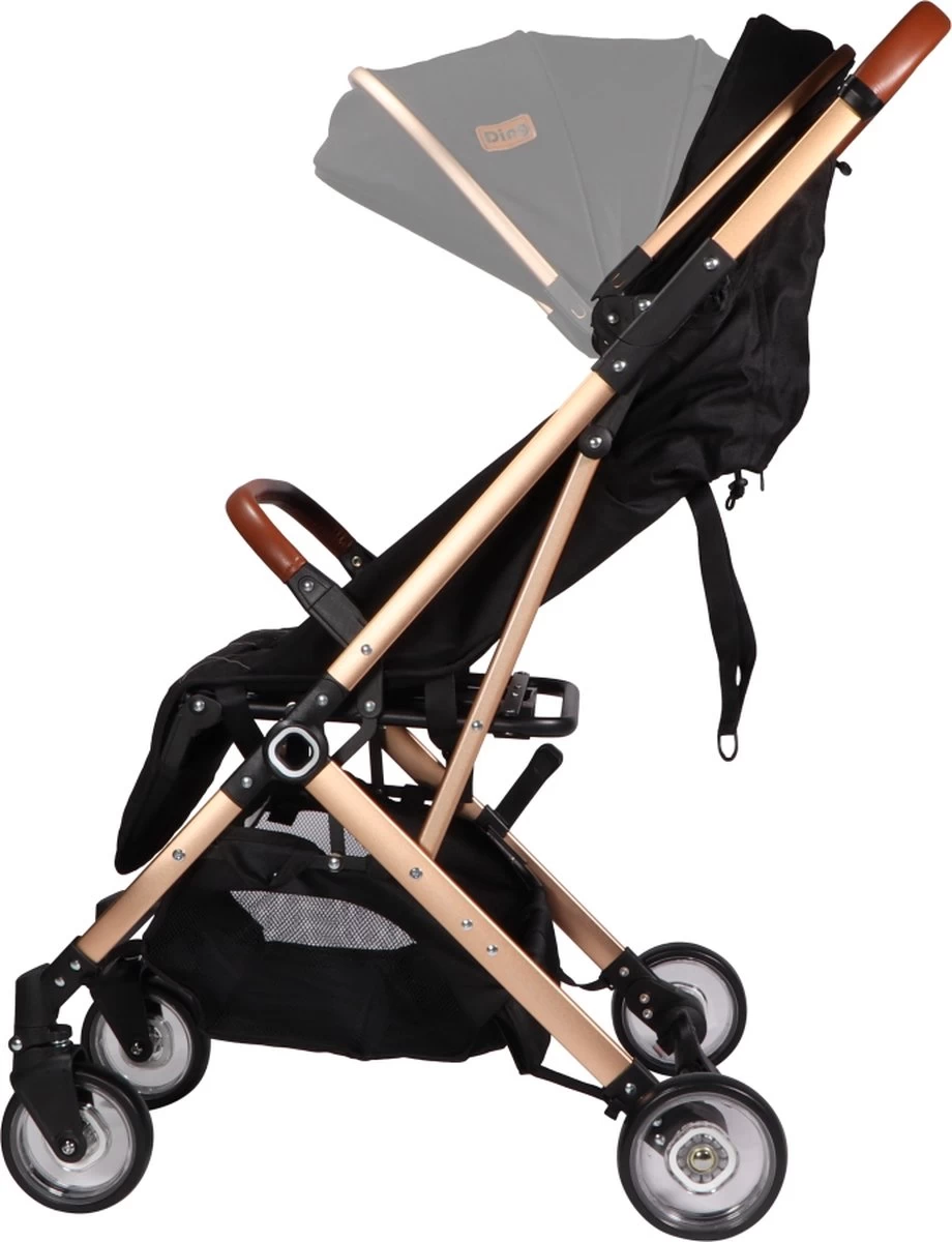 Ding Vivo Wandelwagen - Zwart/Rose - Inklapbare Buggy - Inclusief Boodschappenmandje En Zonnekap - Afbeelding 8
