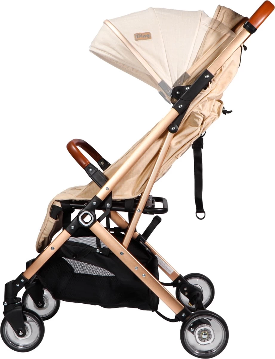 Ding Vivo Wandelwagen - Beige/Rose - Inklapbare Buggy - Inclusief Boodschappenmandje En Zonnekap - Afbeelding 9