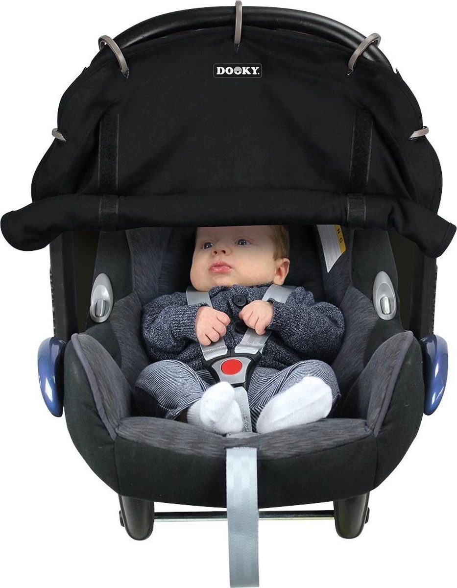 Dooky Universal Cover Zonnescherm Kinderwagen - Uni Zwart - Afbeelding 2