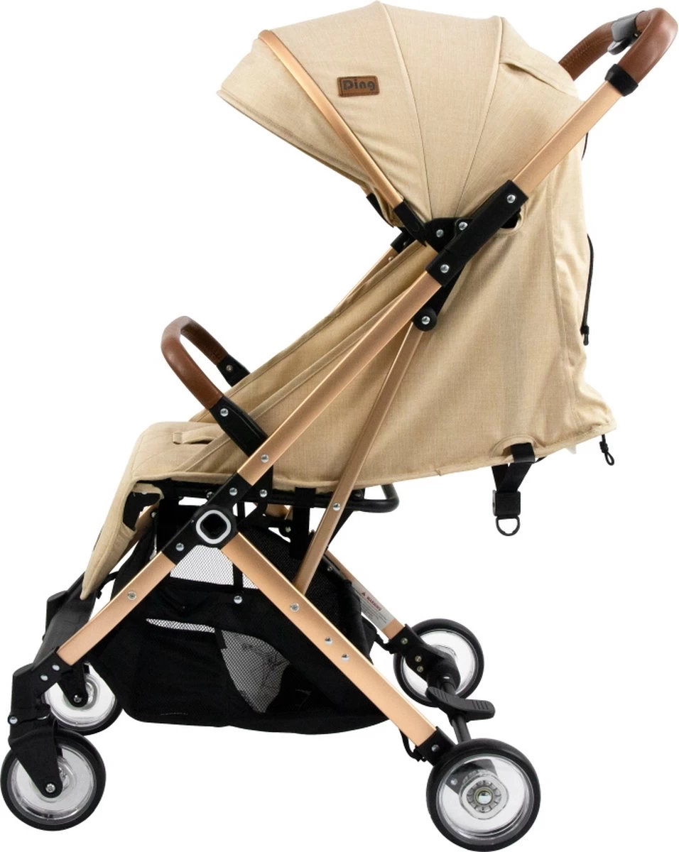 Ding Vivo Wandelwagen - Beige/Rose - Inklapbare Buggy - Inclusief Boodschappenmandje En Zonnekap - Afbeelding 8