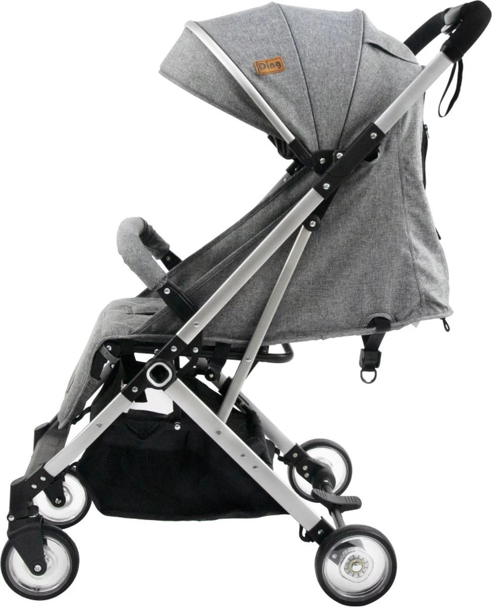 Ding Vivo Wandelwagen - Grijs/Zilver - Inklapbare Buggy - Inclusief Boodschappenmandje En Zonnekap - Afbeelding 3