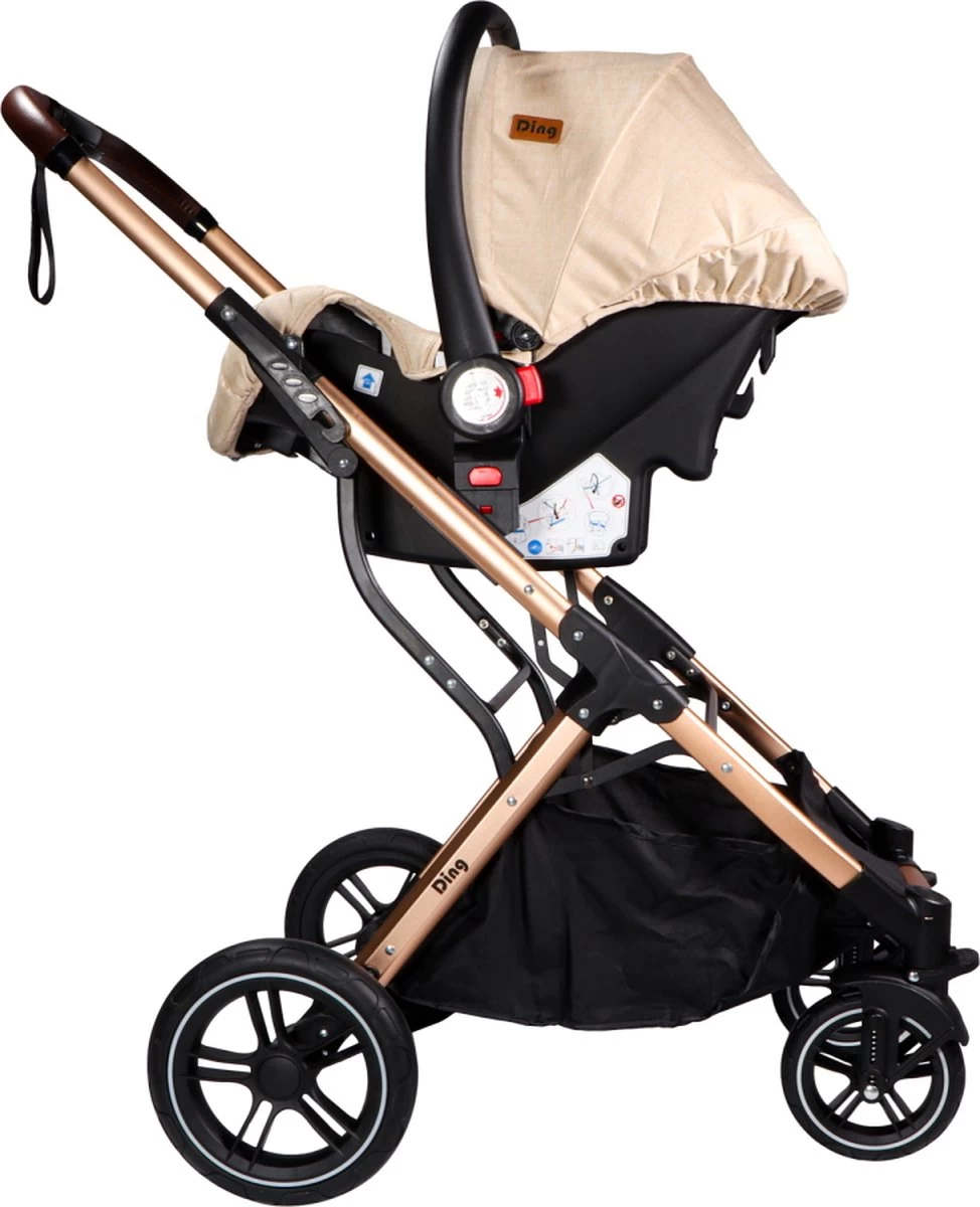 Ding Juna Kinderwagen 3 In 1 - Beige/Rose - Combi Kinderwagen Incl. Autostoel - Afbeelding 8