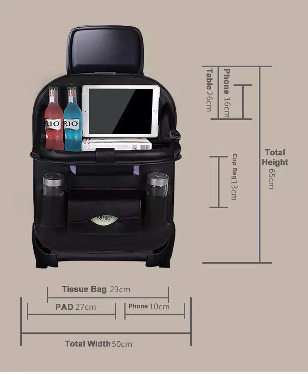 Merkloos PREMIUM Autostoel Organizer - Carseat Organiser - Auto Stoel Organizer - Tablet Houder - Auto Tafeltje - Auto Organizer - Beker Houder - Paraplu Houder - Tissue Doos Houder - Afbeelding 6