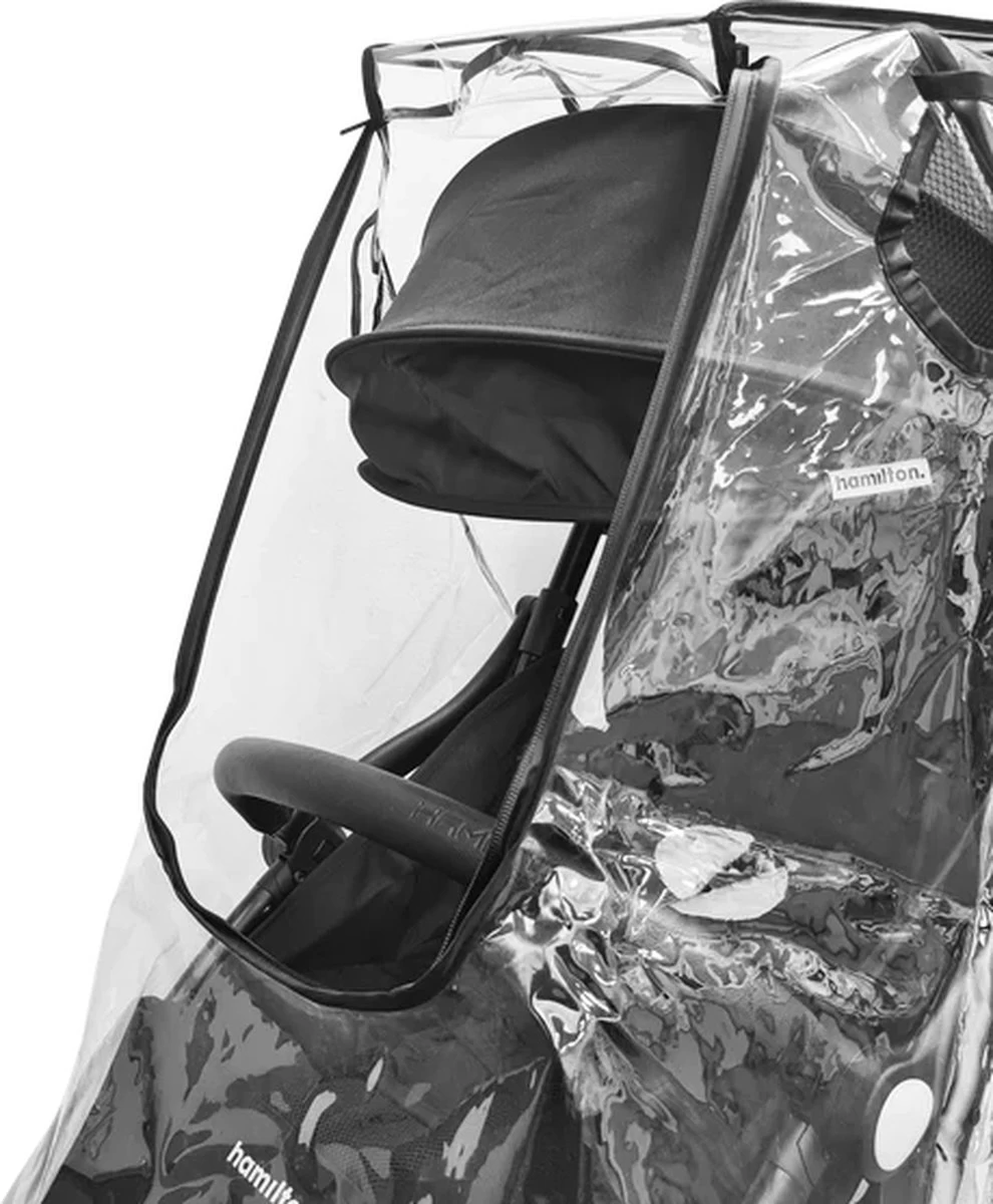 Hamilton By Yoop Buggy Premium Regenhoes Met Transparant Venster – Waterdicht, Winddicht En Stofdicht Regenscherm – Eenvoudig Te Monteren Transparant Weerschild Kinderwagen - Afbeelding 5