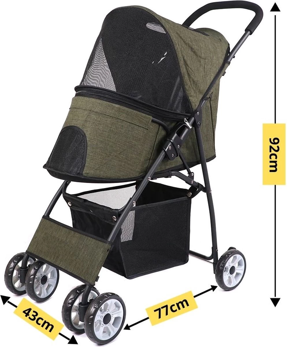 Merkloos Homezie Hondenbuggy | Huisdieren Tot 15 Kg | 4-wieler | Hondenbuggy Inklapbare | Katten Buggy | Buggy | Huisdieren Buggy - Afbeelding 6